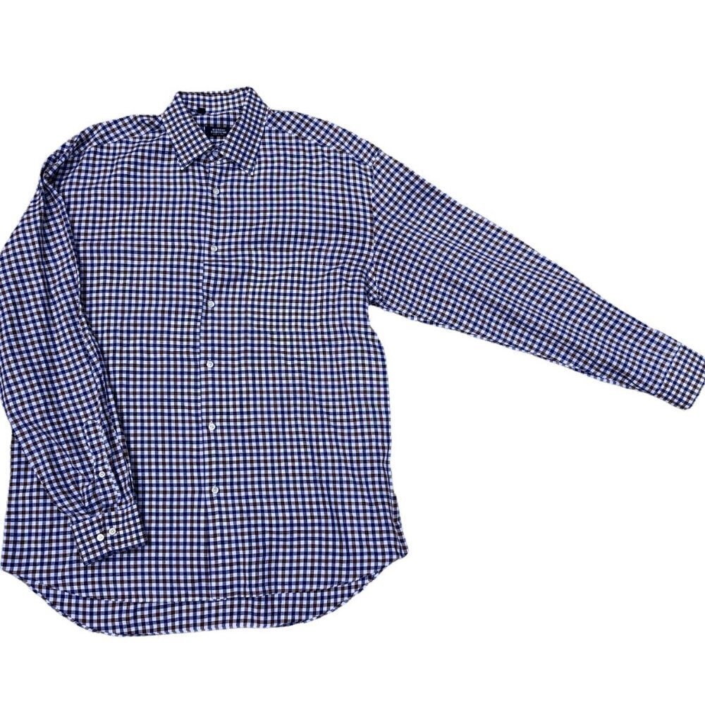 MAURIZIO BALDASSARI Designer Button Down Shirt Men's 2XL Plaid Long Sleeve Italy